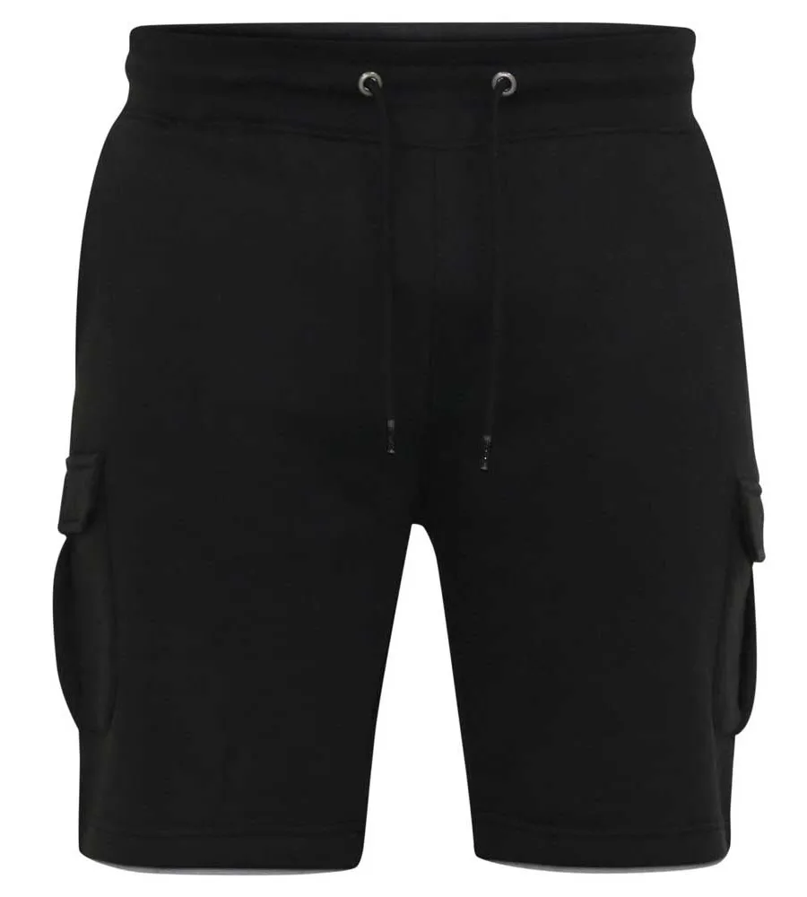 CYRUS 2 D555 Mens Black Fleece Cargo Shorts With Elasticated Waist